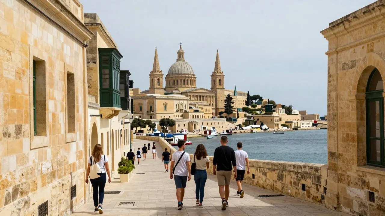 Sinh viên thảo luận kế hoạch chọn ngành bên cảng Valletta