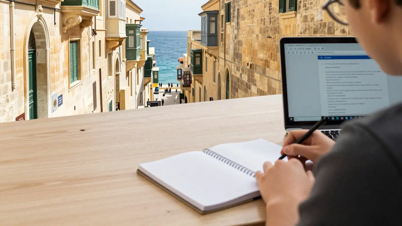 Nhân viên khách sạn đón khách tại sảnh một khách sạn ven biển ở Malta vào buổi sáng