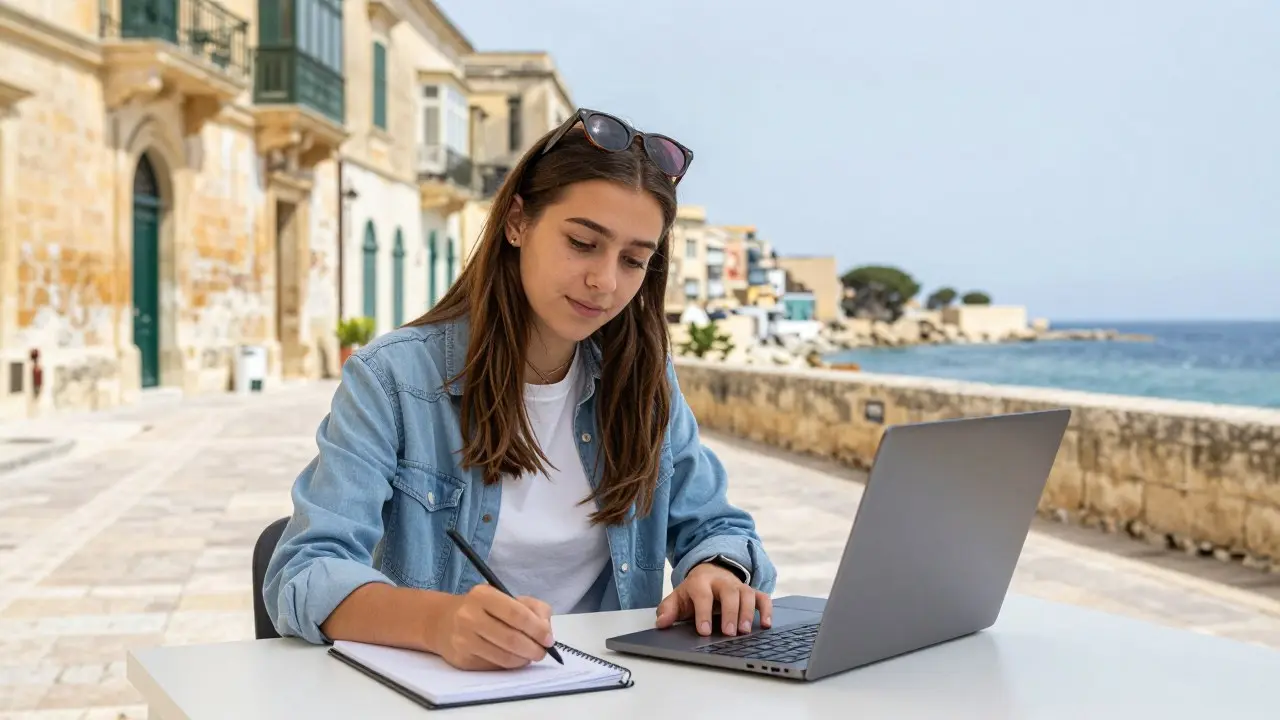 Lớp học tiếng Anh nhỏ gần biển tại Malta với học viên quốc tế