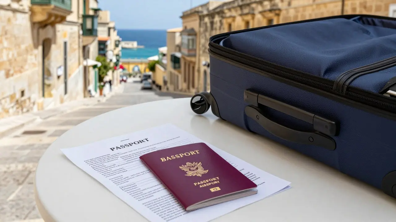 Bảng ngân sách du học Malta cạnh tấm bản đồ quần đảo