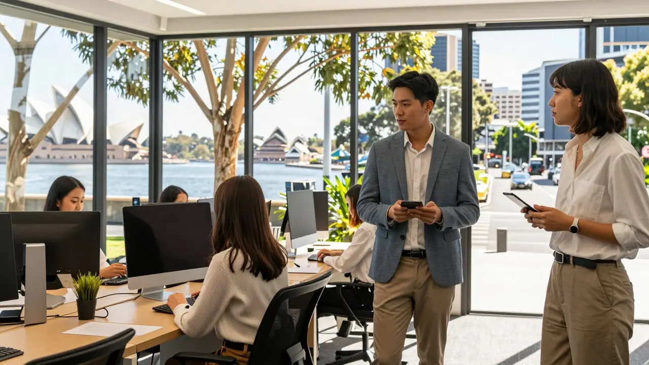 Sinh viên mặc áo tốt nghiệp chụp ảnh lưu niệm trước giảng đường ở Úc