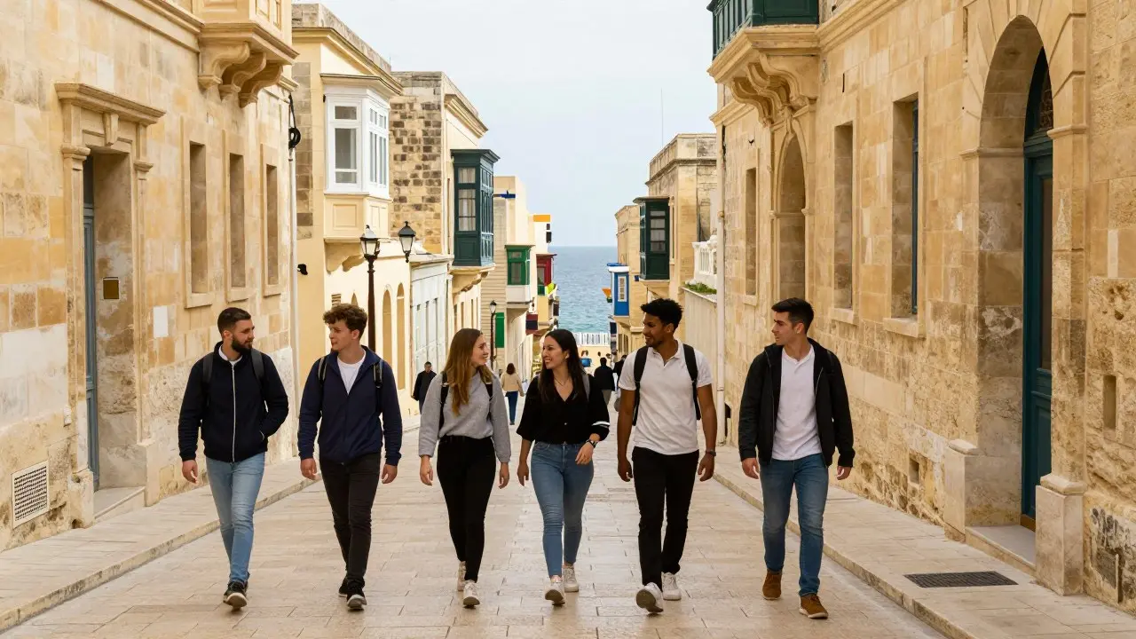Quốc đảo Malta với phố cổ Valletta và biển Địa Trung Hải nhìn từ góc sinh viên quốc tế